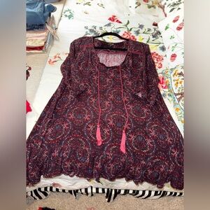 Copper Key Burgundy Floral Dress